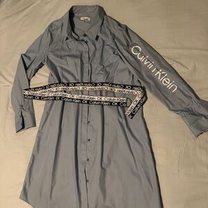 Calvin Klein Women's Long Sleeve Blue Dress